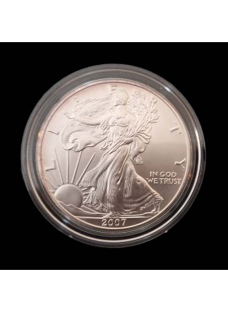 2007 American Eagle West Point Silver Dollar Uncirculated Burnished Natural Toning