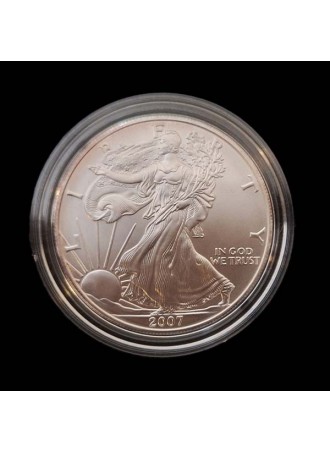 2007 American Eagle West Point Silver Dollar Uncirculated Burnished Natural Toning